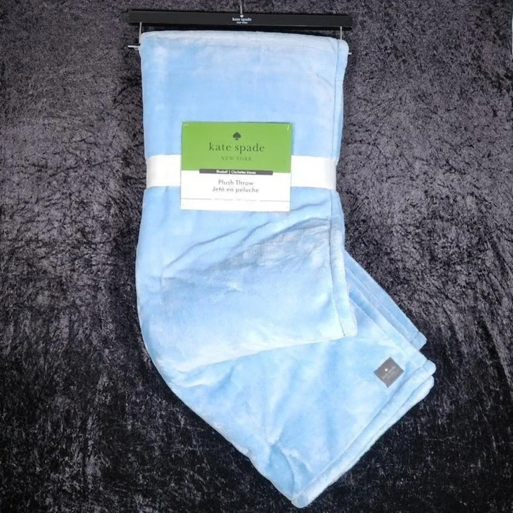 Kate Spade New York Bluebell Plush Throw Blanket 60x70 Light Blue Soft Fleece